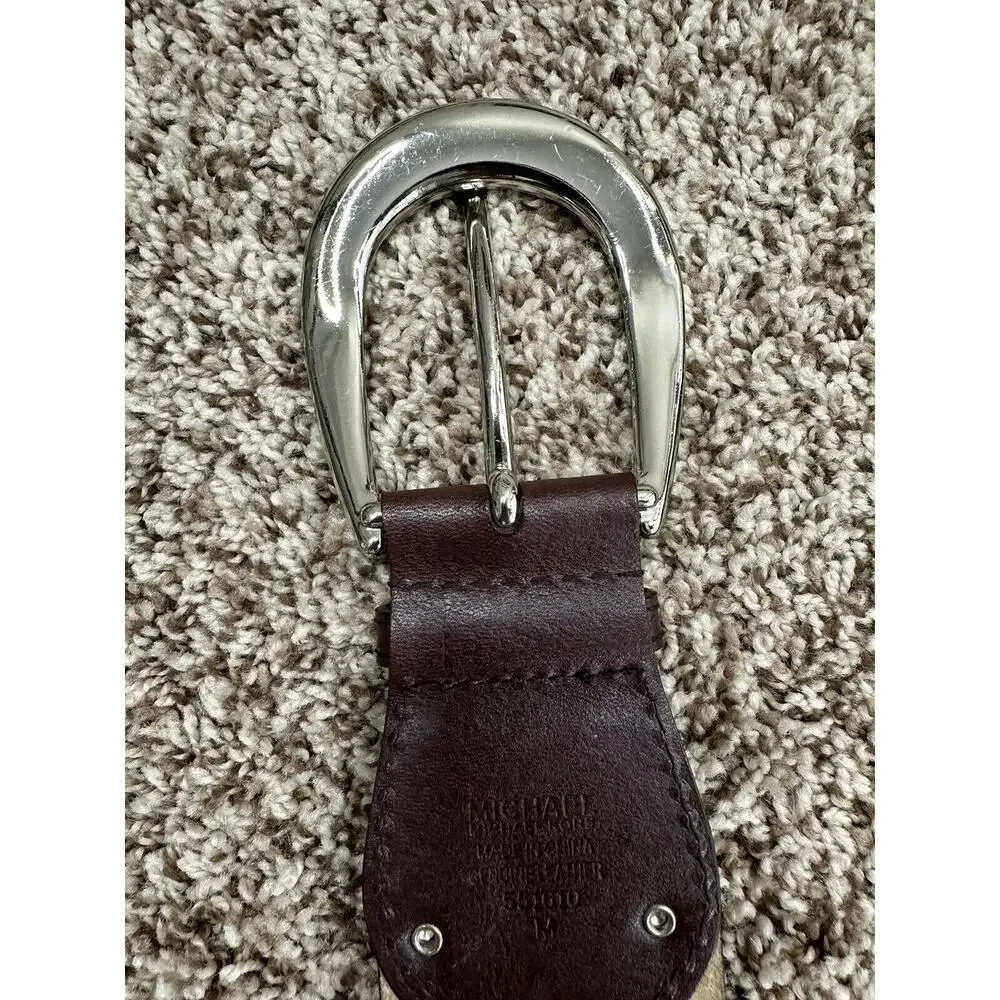 Michael Kors‎ Womens Leather Wide Woven Belt Brown Size Medium 551610